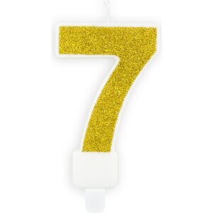 Birthday candle Number 7, gold, 7cm
