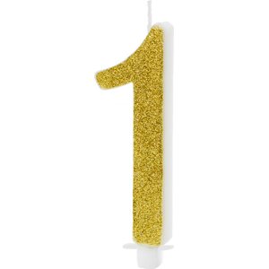 Birthday candle Number 1, gold, 10cm