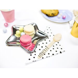 Puiset aterimet, musta kuvio, 16 cm, 18 kpl/pkt