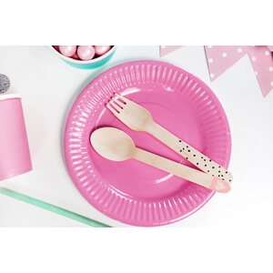 Puiset aterimet, musta kuvio, 16 cm, 18 kpl/pkt