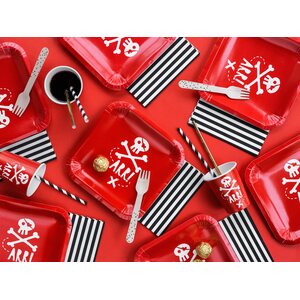 Puiset aterimet, musta kuvio, 16 cm, 18 kpl/pkt