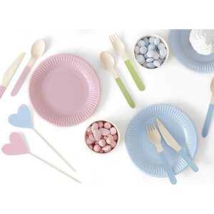 Puiset aterimet, pastellivärisekoitus, 16 cm 18 kpl/pkt
