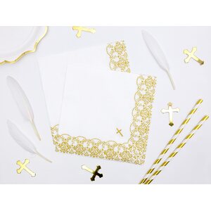 Napkins First Communion - Ornament, 33x33cm, gold: 1pkt/20pc.