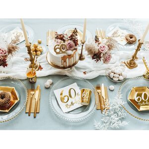 Napkins 60th Birthday, white, 33x33cm: 1pkt/20pc