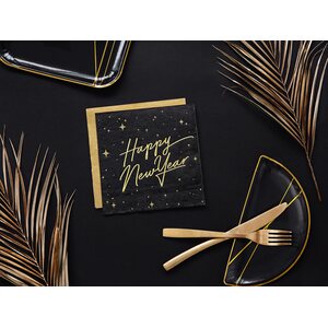 Lautasliina Happy New Year, musta 33 x 33 cm 20 kpl/pkt