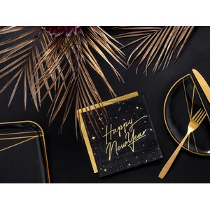 Lautasliina Happy New Year, musta 33 x 33 cm 20 kpl/pkt