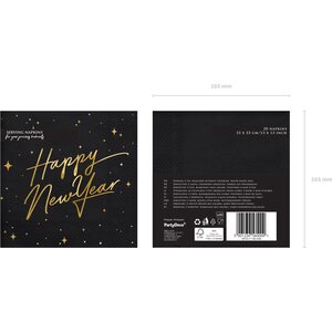 Lautasliina Happy New Year, musta 33 x 33 cm 20 kpl/pkt
