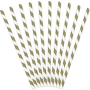 Pahvijuomapilli kultaiset raidat, 19,5 cm, 10 kpl/pkt