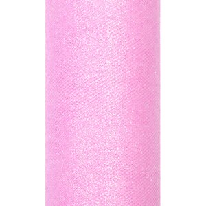 Tyllikangas, glitter-vaaleanpunainen, 0,15 x 9 m