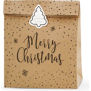 Lahjapaperipussi Merry Christmas, kraft, 25 x 11 x 27 cm 3 kpl/pkt