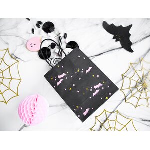 Paperiset halloweenlahjapussit, musta, 14 x 18 x 8 cm 6 kpl/pkt