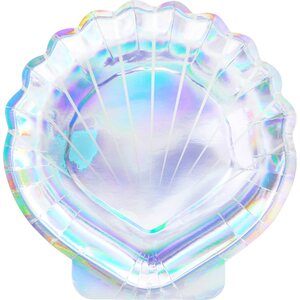 Pahvilautanen 18,5 cm merenneitoteema simpukankuori 6 kpl/pkt