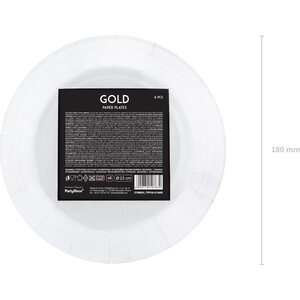 Plates, gold, 18cm 1pkt/6pc.