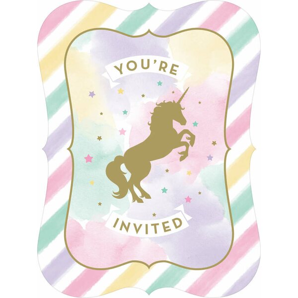 Unicorn Sparkle Postcard Invitations with Envelopes