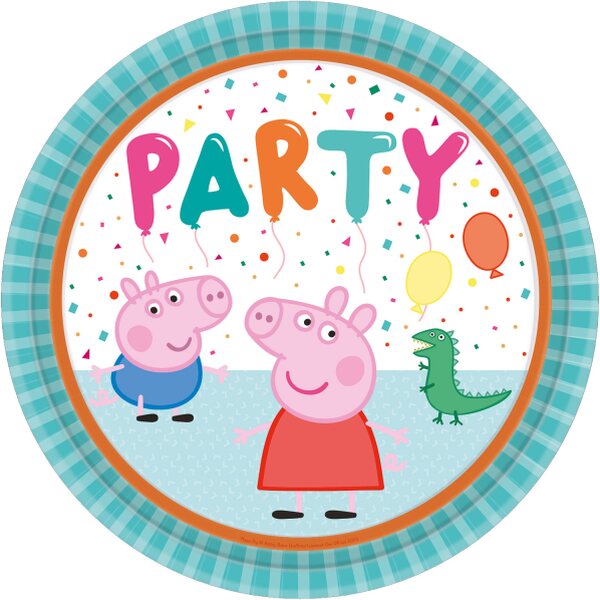 8 Plates Peppa Pig Round Paper 23 cm