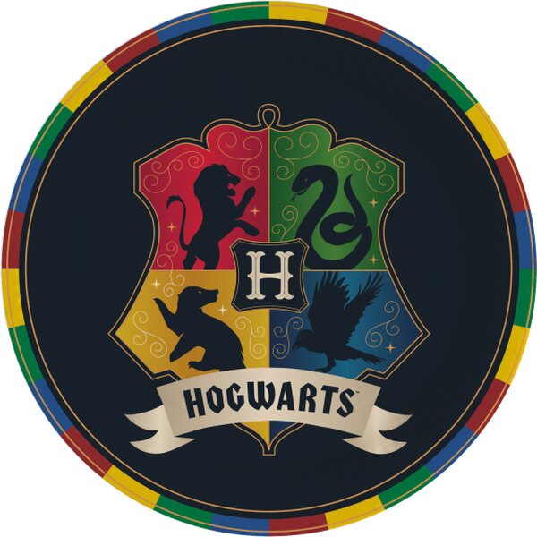 8 Plates Harry Potter Houses  Round Paper 23 cm