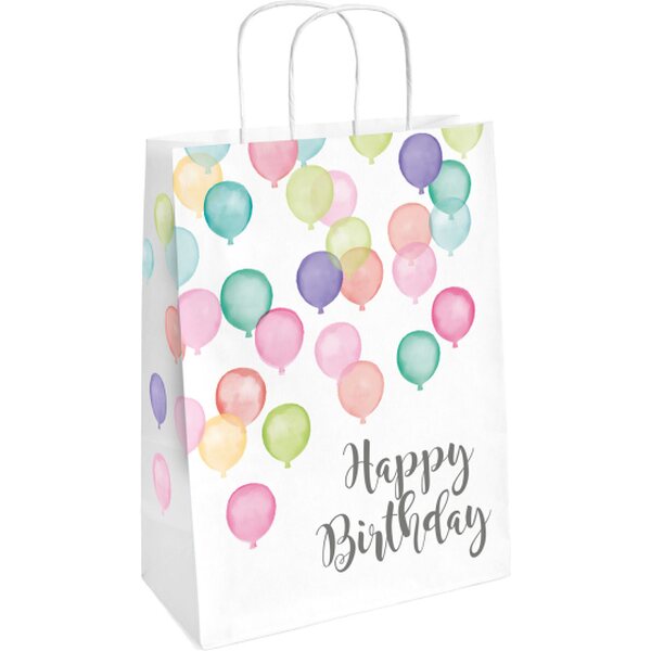 2 Paper Bags Happy Birthday Pastel 31.5 x 13.1 cm