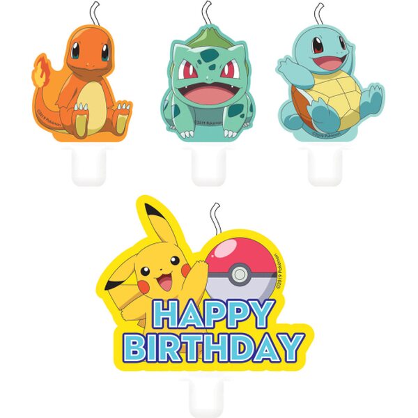 4 Mini Character Candles Pokemon Height 5.5 / 7.8 cm