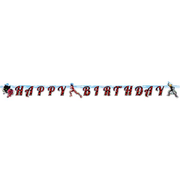 Miraculous Ladybug kirjainköynnös Happy Birthday 200 x 15 cm
