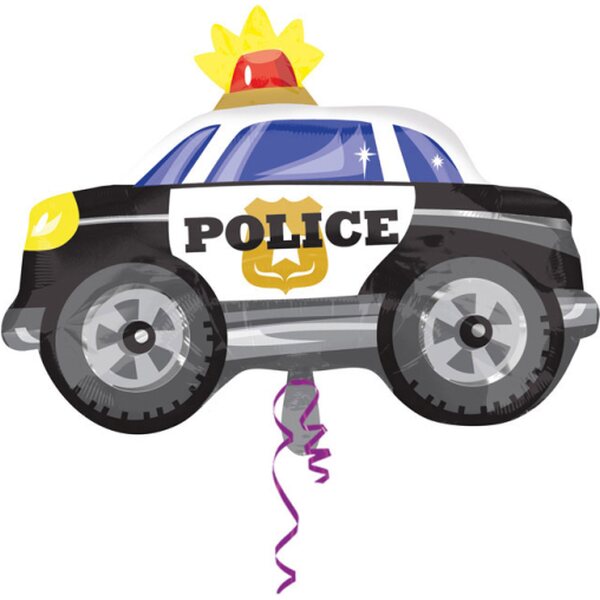 Junior Shape Police Car Foil Balloon, S50, packed, 60x45 cm