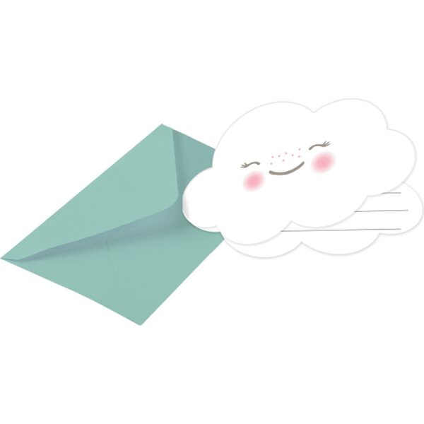 8 Invitations & Envelopes Rainbow & Cloud Paper 8.6 x 12.5 c