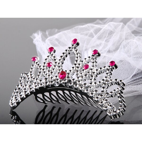 Tiara with a veil for a bachelorette party, silver