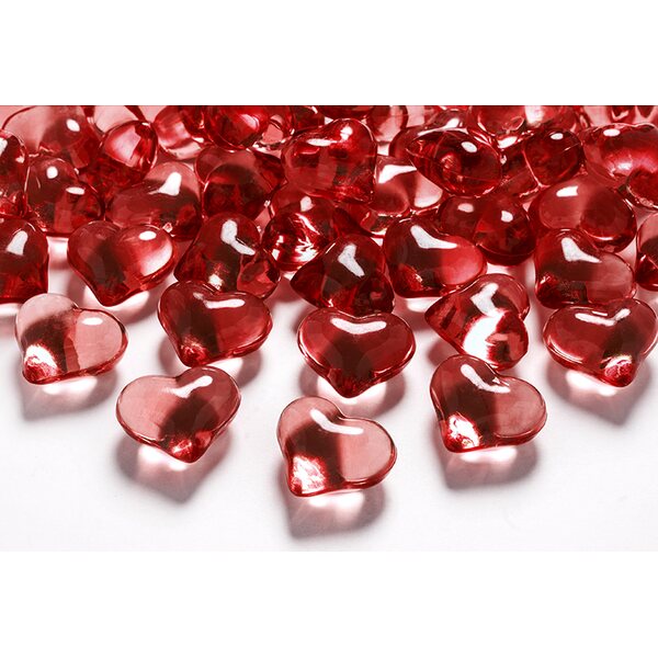 Crystal hearts, red, 21mm: 1pkt/30pc.