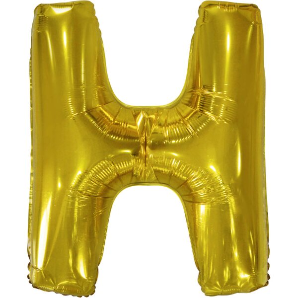 Large Letter H Gold Foil Balloon N34 Packaged 85 cm x 67 cm