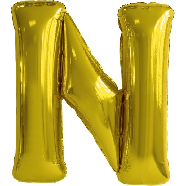 Large Letter N Gold Foil Balloon N34 Packaged 83 cm x 79 cm