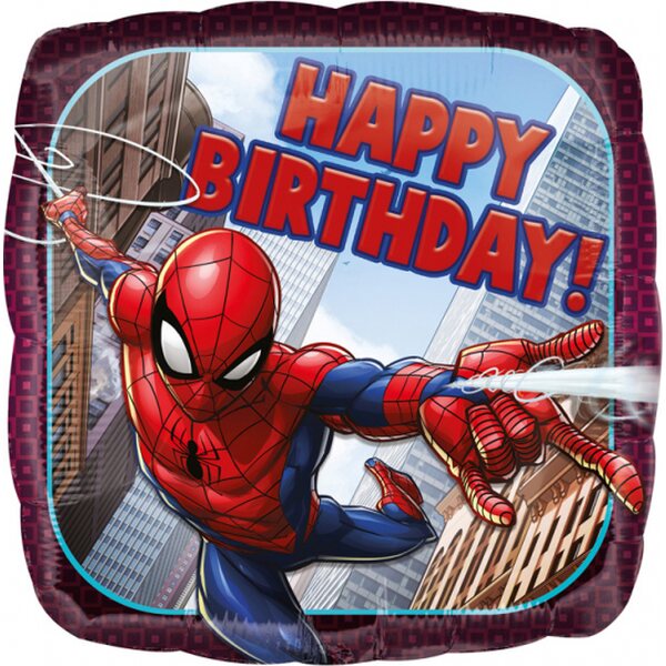 Spider-Man Happy Birthday neliö tavallinen foliopallo