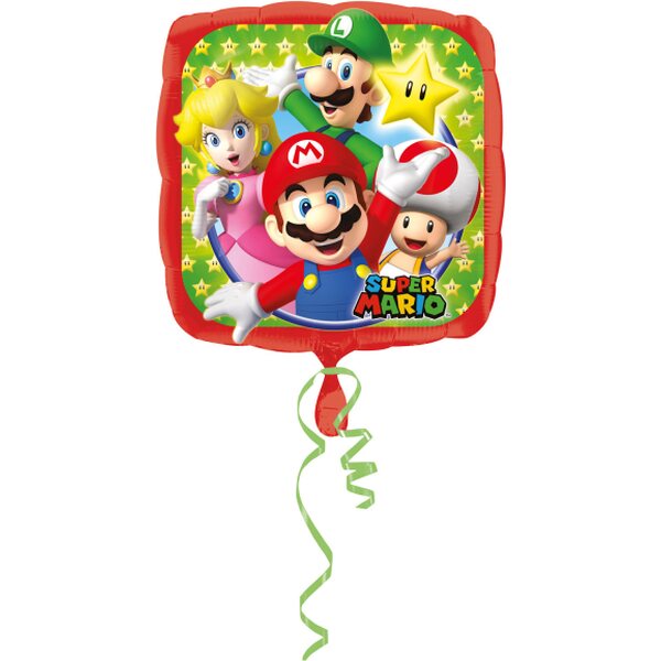 Super Mario Bros neliö tavallinen foliopallo 43 cm