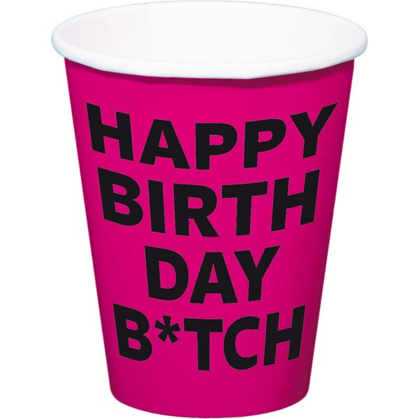 Pahvimuki Happy Birthday Bitch 350 ml 8 kpl/pkt