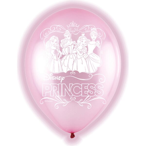 5 Latex Balloons LED Disney Princess 27.5 cm / 11"