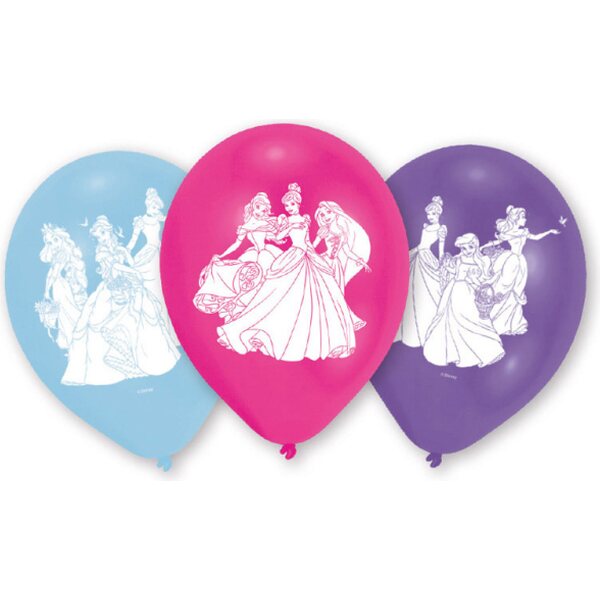 6 Latex Balloons Princess 22.8 cm / 9"