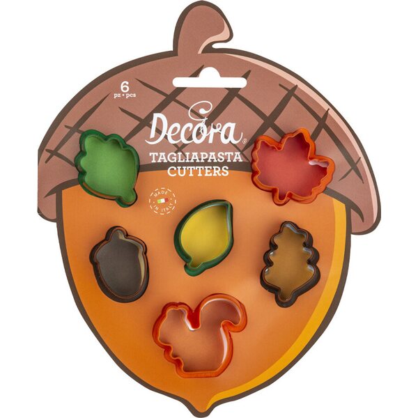 Decora AUTUMN LEAVES MINI PLASTIC COOKIE CUTTERS SET OF 6