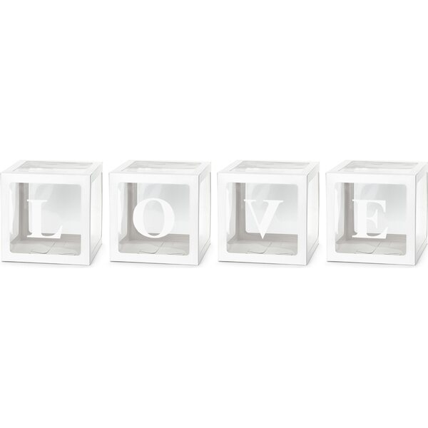 Balloon boxes LOVE, 30x30  cm, white: 1pkt/4pc.