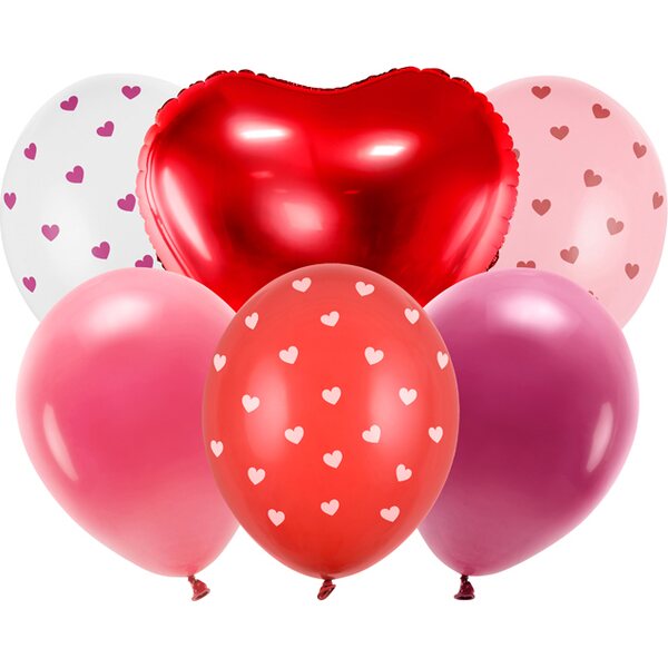 Balloon set Be mine valentine, mix: 1pkt/6pc.