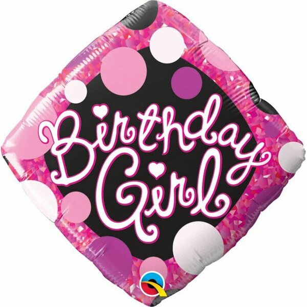 Birthday girl pinkki musta foliopallo