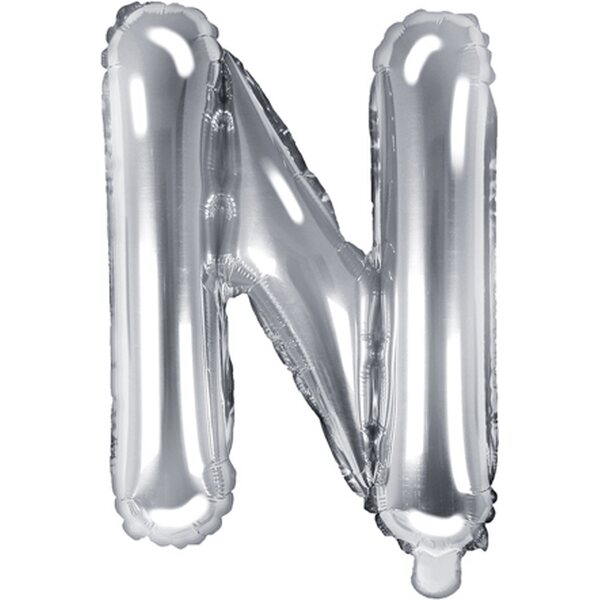 Foil Balloon Letter ''N'', 35 cm, silver