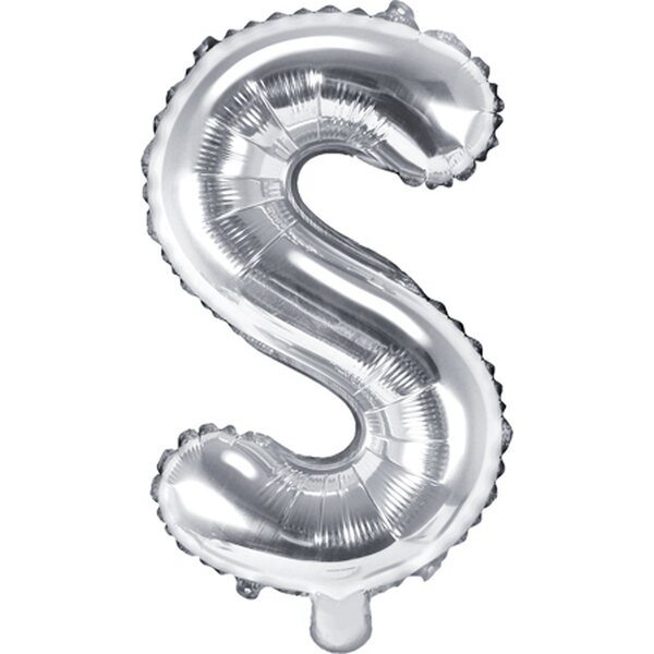 Foil Balloon Letter ''S'', 35 cm, silver