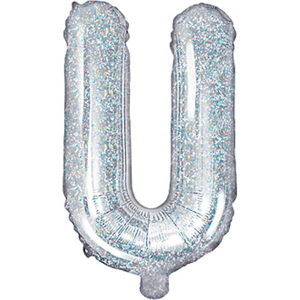 Foil Balloon Letter ''U'', 35 cm, holographic