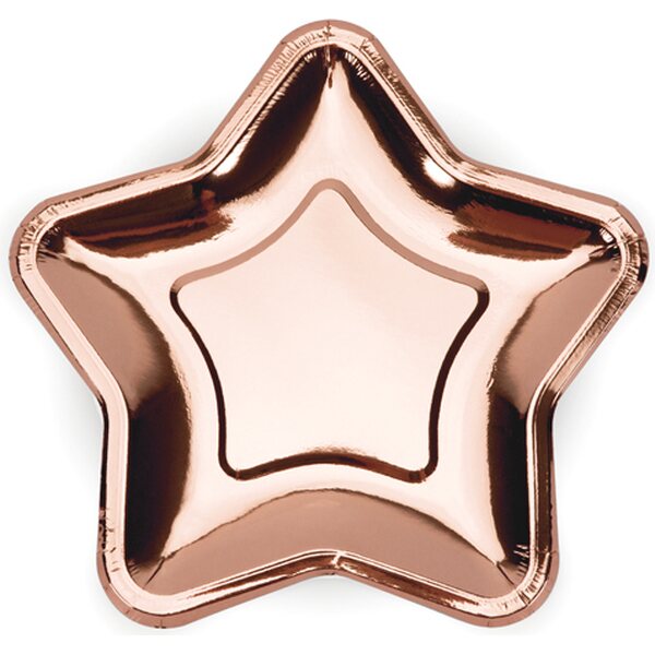 Paper Plates Star, rose gold, 18cm: 1pkt/6pc.