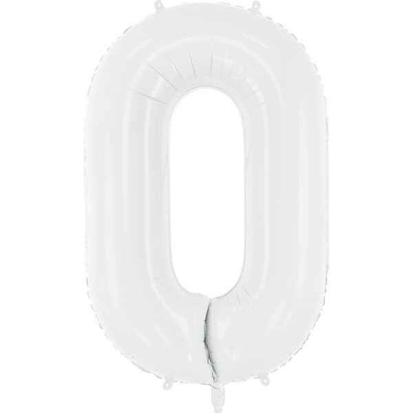 Foil ballon Number ''0'', 86 cm, white