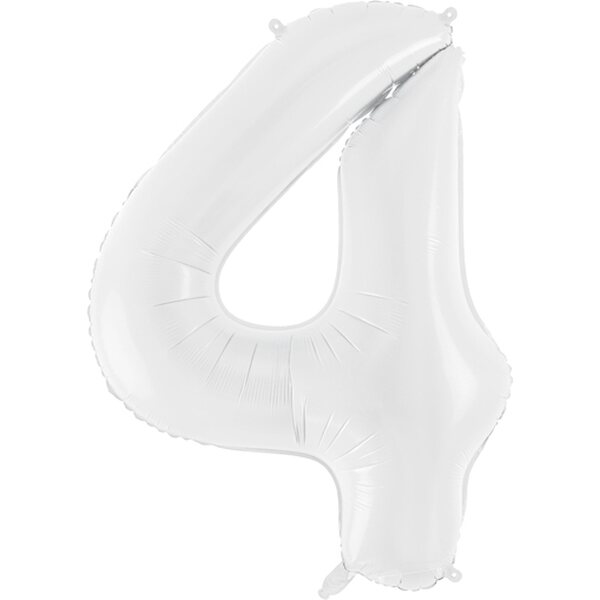 Foil ballon Number ''4'', 86 cm, white