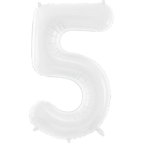 Foil ballon Number ''5'', 86 cm, white