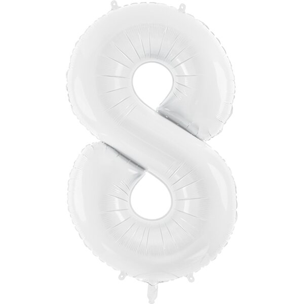 Foil ballon Number ''8'', 86 cm, white