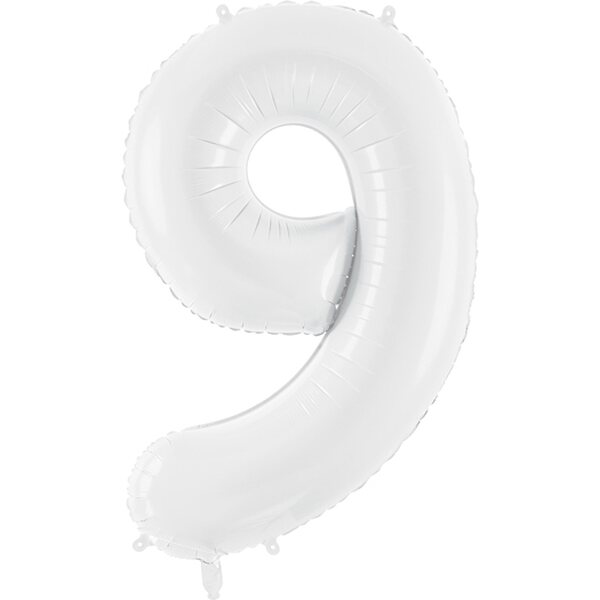 Foil ballon Number ''9'', 86 cm, white