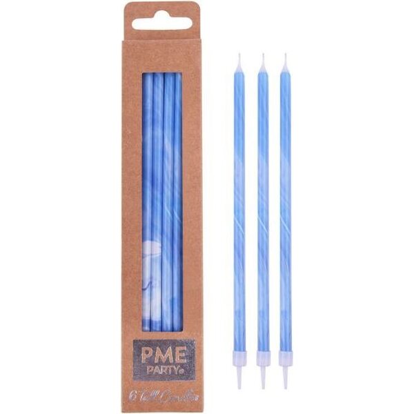 PME Candles Tall - Blue marble candles pk/6