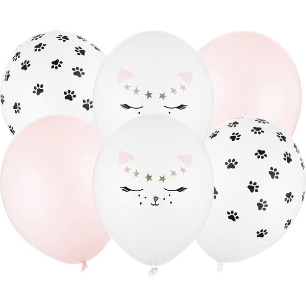 Balloons 30cm, Cat, mix: 1pkt/6pc.