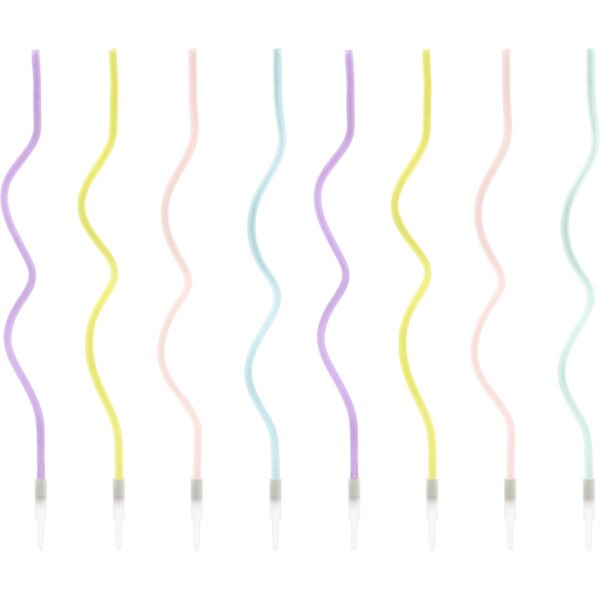 Birthday candles curl, mix, 14cm 1pkt/8pc